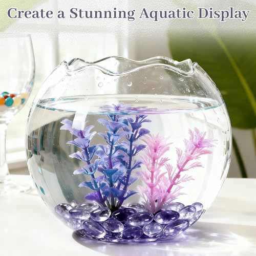 Purple Flat Glass Marbles, 0.97 lb Transparent Vase Filler Pebbles Gems, Decorative Glass Beads for Vases, Crafts, Floral, Mancala Stones, Aquarium Rocks for Fish Tank, Approx.0.6"-0.8" - color: Purple