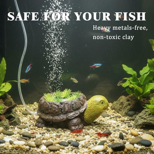 LIYAOLI Aquarium Air Stone Bubbler - Resin Turtle Tank Decor, Fish Tank Bubbler Decorations with Oxygenation Function, Perfect Turtle Tank Accessories for Aquarium Landscape, with Air Tubing - color: A Turtle