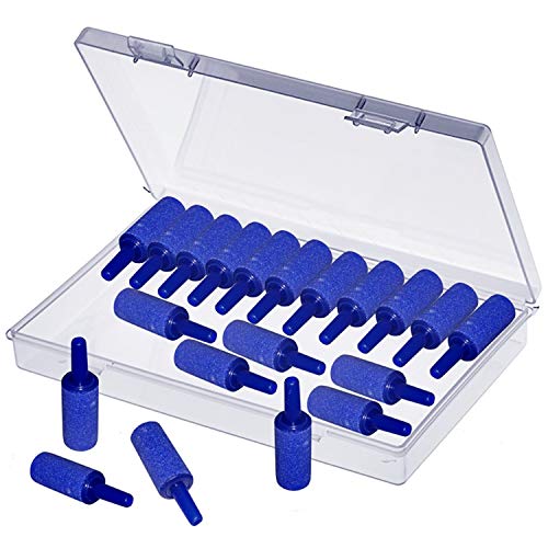 Aeration Stones Air Stones Bubble Diffuser Fit for Aquarium Fish Tank Hydroponics, 20 Pieces, 0.47" By 1", Blue