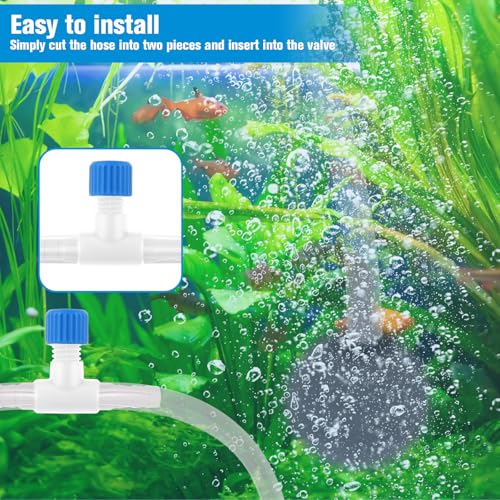 10 Pcs Aquarium Air Control Valves for 3/16" ID Airline Tubing, T Shaped Aquarium Air Valve Aquarium Tubing Connectors Single Way Plastic Flow Controllers Regulators for Fish Tank Tubing