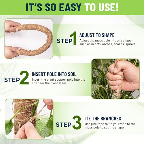 Moss Poles for Climbing Plants – Bendable Stake for Indoor Plants 28 Inch (2 Pack), Monstera Support, Moss Stick, Climbing Plant Support - size: 28" - 2 Pack