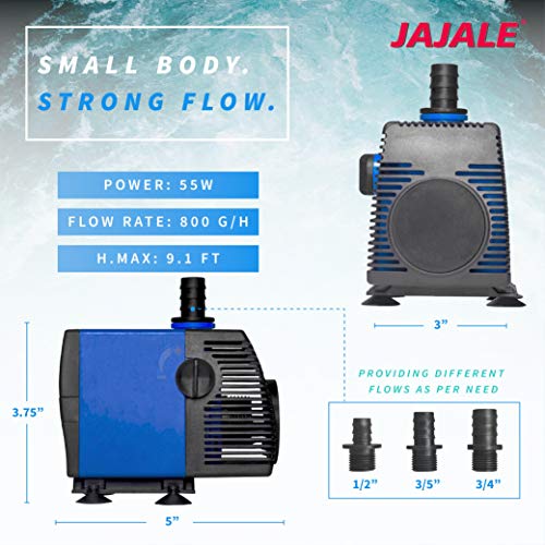 792 GPH Submersible Water Pump - Adjustable Quite Aquariums, Fountains, Hydroponics, and Pond Pump, 9.1ft Lift, 55W - color: Blue; 1 Pack, size: 792 GPH