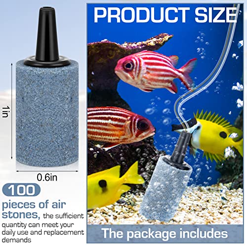 Irenare 100 Pieces 1 Inch Air Stone Cylinder Air Pump Aquarium Air Stone Accessories Aerator Diffuser for Small Buckets Nano Fish Tank Hydroponics