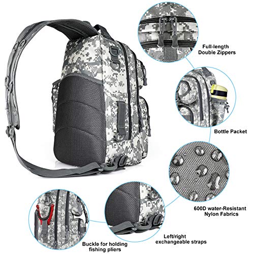 PLUSINNO Fishing Backpack Tackle Bag, Water-Resistant Backpack with Rod Holder, Ideal Shoulder Bag Gifts for Men - color: Acu Single Backpack