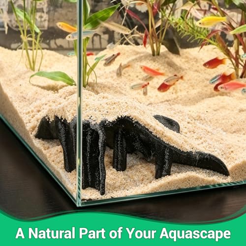 Aquarium Cave Fish Tank Cave Decor Corner Hide – PETG Reptile Hideout with 500g Sand, Mangrove Root Texture for Fish Shrimp Gecko Lizard, Fish Tank Decor 7.5x7.5x4 Inch (Black)