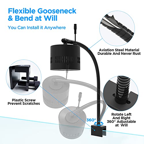 Lominie LED Aquarium Light, Dimmer Remote Control 0-100% Brightness 80W Planted Fish Tank Light Clamp Clip Lamp for Freshwater Refugium Algae Fish Tank with Gooseneck - size: A120 Freshwater