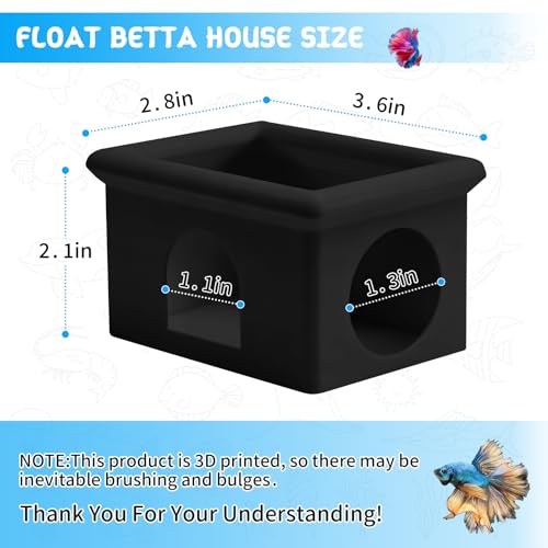 Floating Betta Fish Hammock Cave House for Aquarium, 3D Printed Betta Shrimp Feeder & Hideout Cave Toys, Small Aquarium Feeding Ring Decor, Turtle Fish Tank Decorations Accessories -Black - color: Dark Black