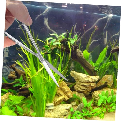 POPETPOP Stainless Steel Aquarium Scissors Portable Spring Scissor for Aquascaping Professional Aqua-plant Clipper for Water Grass Trimming in Fish Tanks