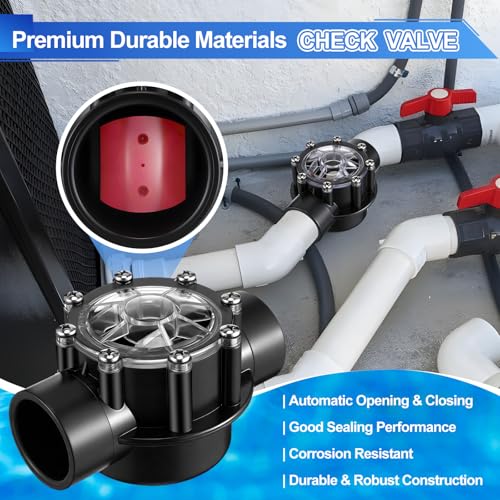 Dreyoo 2 PACK Pool Check Valve Compatible with Jandy 1-1/2-Inch to 2-Inch Check Valve, 180-degree Regulator Positive Seal & Non Lube Pump Flow Regulator for Swimming Pools and Spas - size: 1-1/2-Inch to 2-Inch