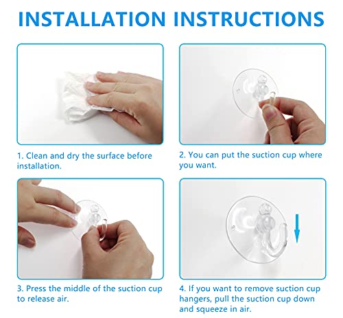 Piutouyar 20Pcs Clear Suction Cup Hooks 30mm/1.2" Plastic Sucker Pads Transparent Suckers for Window Wall Bathroom Shower Kitchen Hook Hanger