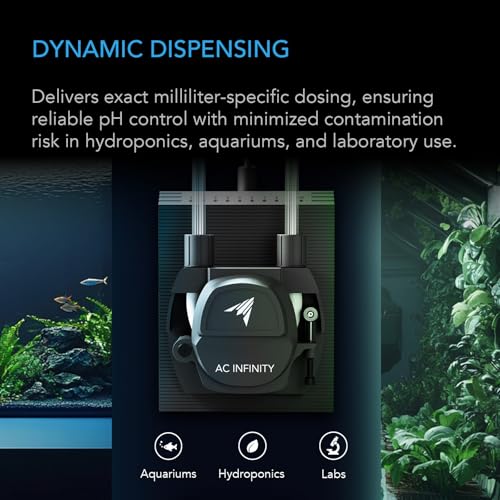 AC Infinity Peristaltic Dosing Pump, 10-Level Control with Adjustable 21 to 210 mL/min High Flow Rate, Roller Pump for Hydroponics, Aquariums, Scientific Labs