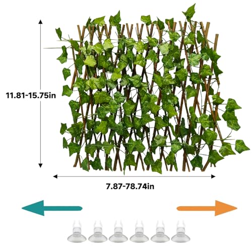 Reptile Hermit Crab Climbing Wall Toys, Bearded Dragon Climb Accessories, 15.75 in Sweet Potato Leaves Retractable Hedge Fence Background, Gecko Spider Tank Decoration with Suction Cups - color: Sweet Potato Leaves Reptile Climbing Wall