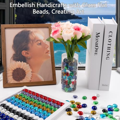 1LB Mix Glass Marbles, Transparent and Smooth Flat Glass Beads for Vases, Mosaic Gem Pebbles for Aquarium Decor, Floral Arrangements, Mancala Stones, Vase Filler and Crafts(Approx. 80-100 PCS) - color: Mix