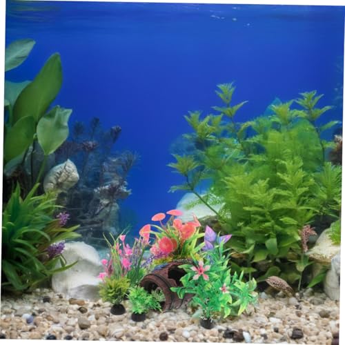 Toyvian 9pcs Broken Barrel Fish Tanks Decor Artificial Plants Aquarium Accessories Fish Tank Ornaments for Betta Cave Hide Aquarium Decorations