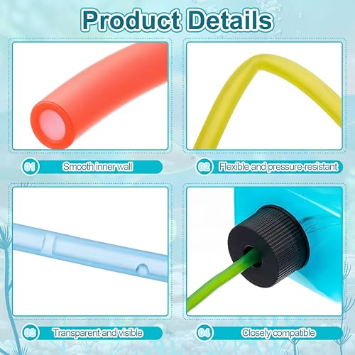 Nuanchu 4 Pcs Aquarium Tubing Kit for Dosing Pump, 40 Inch Fluid Transfer Hoses for Saltwater & Reef Tank, Aquarium Reservoir Container Accessory