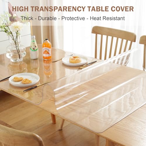 LovePads Clear Desk Mat 14 x 36 Inch, 1.5mm Thick Clear Table Protector, Waterproof Plastic Table Cover Protector, PVC Desk Protector Mat, Vinyl Desk Cover for Desktop, Coffee & Dining Table - color: Clear 2mm, size: 14" x 36" (Rectangular)