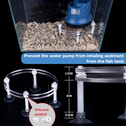 Water Pump Stand Fish Aquarium Accessories Sump Fish Tank Water Pump Rack Acrylic Shockproof Water Pump Bracket submersible pump stand Suction Cup Pump Rack (80×100MM) - size: 80×100MM