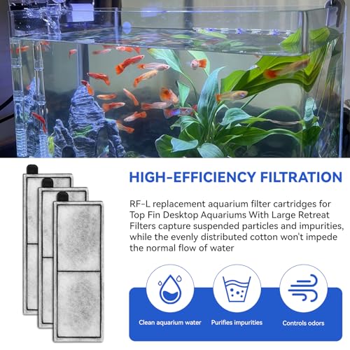 8 Pcs RF-L Fish Tank Filter Cartridges for Topfin L Retreat Filters,Aquarium Replacement Large Filter Cartridge with Carbon Compatible with Top Fin Desktop Aquariums with Large Retreat Filter