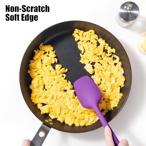 4-Piece Silicone Spatula Scrapers: Doosu 600°F Heat Resistant Food Grade Kitchen BPA Free Rubber Baking Cooking Tool Nonstick Utensil Set for Mixing, Scraping, Folding, Stirring, Serving (Multi-5) - color: Multicolor 8, size: Set of 4