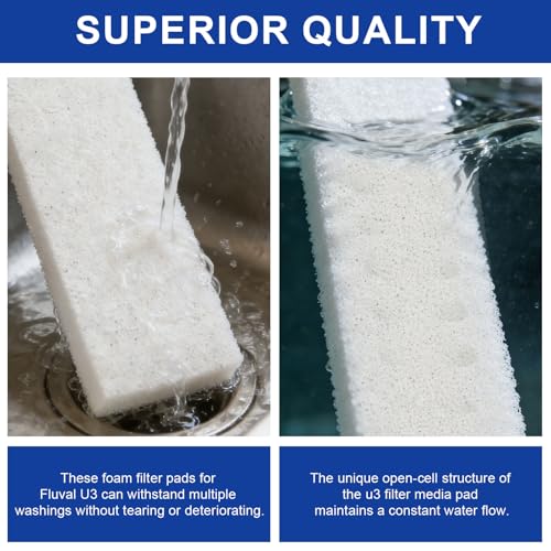 Aquarium Filter Bio Foam Pads Compatible with Fluval U3 Underwater Filter, A487 Replacement Filter Foam for Fish Tank, Filter Sponge Media for Freshwater and Saltwater Tanks, 10 Pack