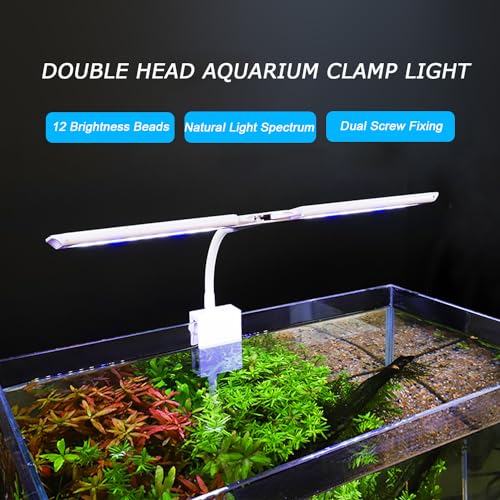 LED Aquarium Light Full Spectrum Clip Fish Tank Light Plants Light 360° Adjustable 2 Light Bar Super-Bright 6W Suitable for 5-25 Gal Fish Tank - size: 6W For 5-25 Gal Fish Tank