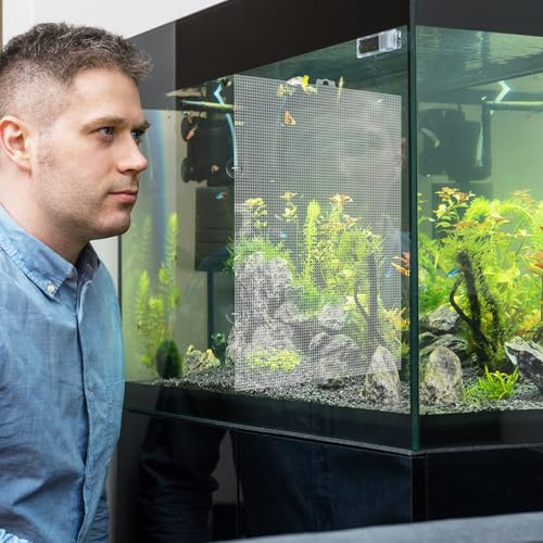 2 Sets Fish Tank Divider with Self-Adhesive Hook and Ties, Plastic Cuttable Aquarium Grid Plate DIY Adjustable Fish Separator Accessories 13 x 17.3 Inch (Large)