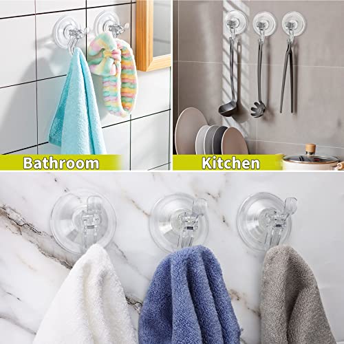 Antimbee 3 Pack Suction Cup Hooks, Clear Suction Cup Hanger, Removable Small Suction Cups for Shower, Bathroom, Glass, Door, Windows, Kitchen-Max Hanging up to 11 lbs on Smooth Surface - color: Transparent