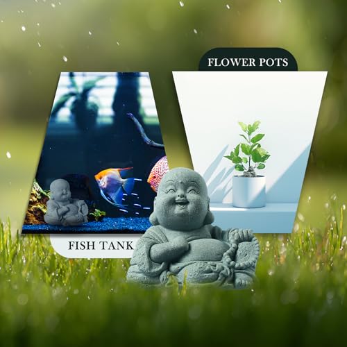 Little Buddha Statue for Home, Laughing Buddha Statue - Stone Meditation Zen Decor, Handmade Baby Buddha Figurine, Buda Indoor/Outdoor Aquarium Tank Desktop Decoration (Buddha Sculpture) - color: Happy Buddha, size: Small