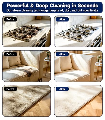 Handheld Steam Cleaner, 1.7L Tank, 6-Level Adjustable,15s Heat-Up Portable Steamer for Cleaning, 1500W High Pressure Steamer, 15Pcs Accessories Steam Cleaner for Home Kitchen Grease Car Detailing