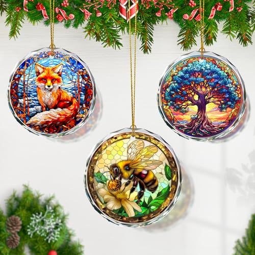 Stained Glass Bee Ornament - Christmas Tree Decoration, Gift Idea - color: Bee