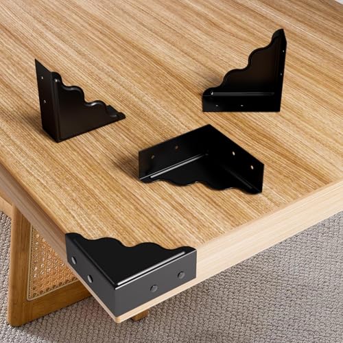 Table Metal Corner Protector, Minimalist-Style Decorative Desk Edge Safety Guard, Cabinet Furniture Edge Corner Guards, Boxes Bumpers Protectors for Preventing Damage and Decoration (4 Pcs, Black)