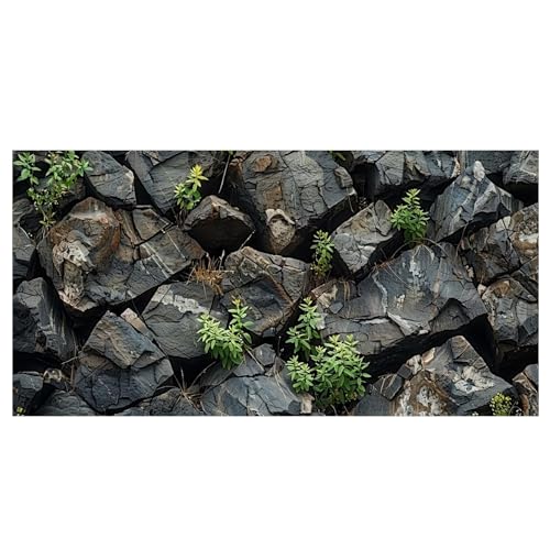 Stone Aquarium Background, Underwater Rock Plant Fish Tank Background Rocky Terrarium Background Black, Polyester Background with 6 EVA Double-Sided Tapes 48x24 inches/120x60 - color: Rock, size: 48"L x 24"W