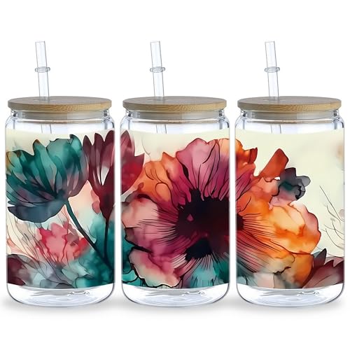 5 Sheets Flower UV DTF Transfer Stickers, for Glass Tumbler, Waterproof Decals, Plastic Adhesive Label for Bottles and Cups Decor (Style1-5 Sheet) - color: Style1-5 Sheet