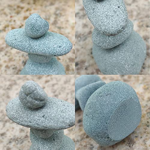 livelyfish Balanced Stones Statue Aquarium Rock Decor 3.4" Stacked Rock Figurines for Fish Tank Zen Garden Bonsai Accessories Micro Landscape Decorations,S