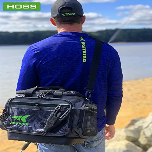 KastKing Fishing Gear & Tackle Bags - Saltwater Resistant Fishing Bags - Fishing Tackle Storage Bags - color: A2: Medium-Hoss(Without Trays, 15"x11"x10.25")-Blackout