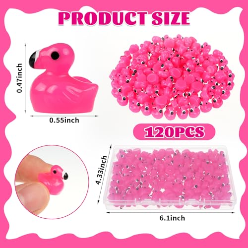 BeadRiver 120PCS Mini Flamingo Resin Ducks Set Miniature Flamingo Gifts Tiny Animal Figurines Toy Bulk for Garden Decor DIY Craft Micro Landscape Fairy Party - style: 120 Pcs Mini Flamingo