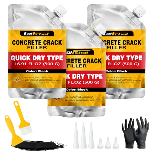 Asphalt Crack Sealant, Cement Crack Filler, High Elasticity Self Leveling Caulking Glue, Waterproof Concrete Repair for Driveways, Walkway, Patio, Joint, Indoor and Outdoor (3 Pack - 3.3LB) - style: 3 Pack - 3.3LB