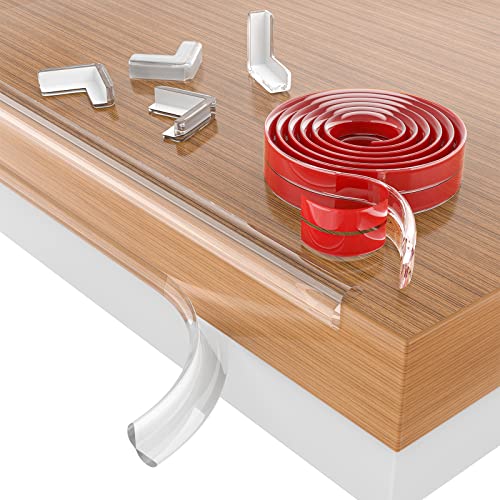 Baby Proofing, 0.6in Edge Protector Strip Clear, Thickened Silicone Soft Corner Protectors with Upgraded Pre-Taped Strong Adhesive, 13.1ft Edge Protectors for Cabinets, Tables, Drawers - color: Red-transparent, size: 15MM*4M