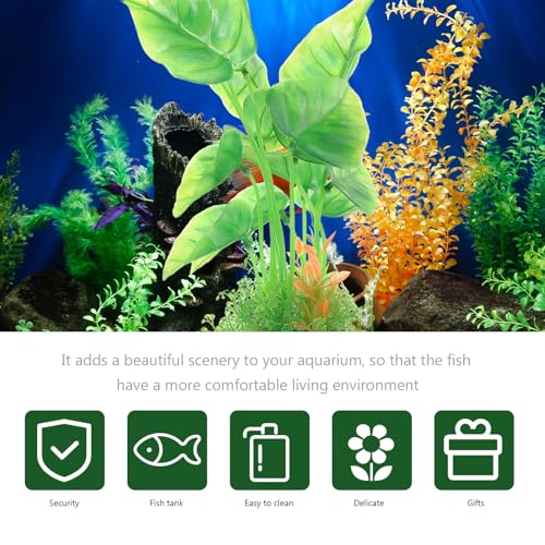 Artificial Aquarium Plants 2pcs Large Plastic Fish Tank Decorations Tall Betta Fish Tank Accessories for Freshwater Aquatic Scenery