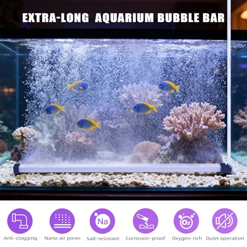 Fish Tank Bubbler Decorations Aquarium Bubble Wall Quiet Oxygen Diffuser Adjustable air Bubble Volume Air Stones Aquariums Kit for Freshwater & Saltwater Bubbler Decorations(17.7inch) - size: 17.7inch