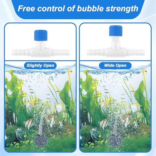 Psyqtsuary Aquarium Air Valve, 10 Pcs Aquarium Air Pump Control Valves T Shaped Single Way Plastic Air Flow Control Regulator Aquarium Air Pump Accessories for Fish Tank 3/16" ID Tubing (Blue White) - color: Blue, White