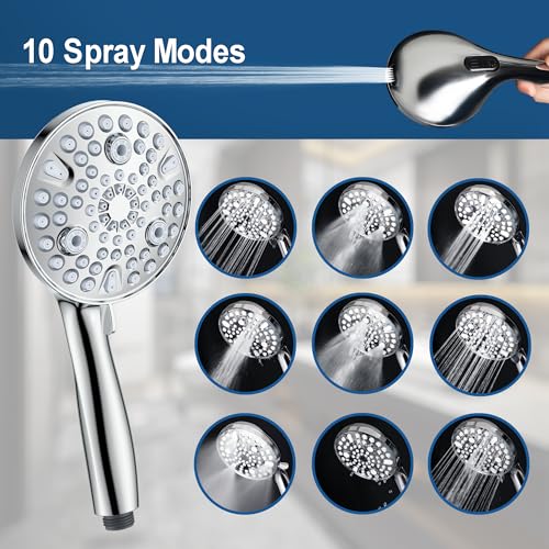 7.5" Rotatable Dual Shower Head with Handheld Combo, Kids Friendly Low 3-Way Diverter, Adjustable Slide Bar for Whole Family Use, Enjoy High Pressure Rainfall Spa Shower, Polished Chrome Finish