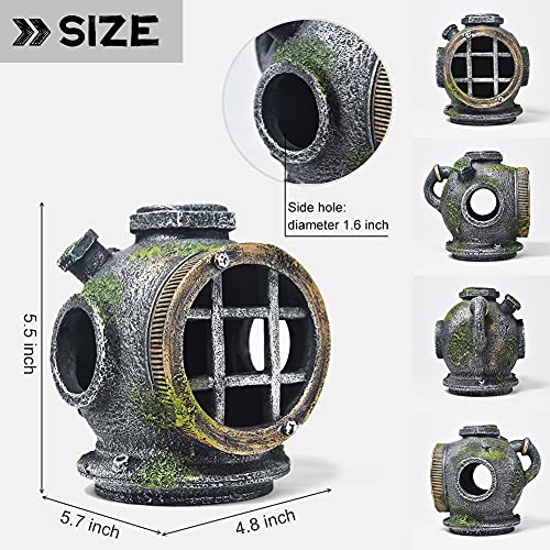 Fish Tank Decorations Betta Fish Accessories Disney Aquarium Decorations Clownfish House for Sleep Rest Hide and Play Scuba Helmet Wreckage Aquarium Décor Backgrounds - color: Conduit