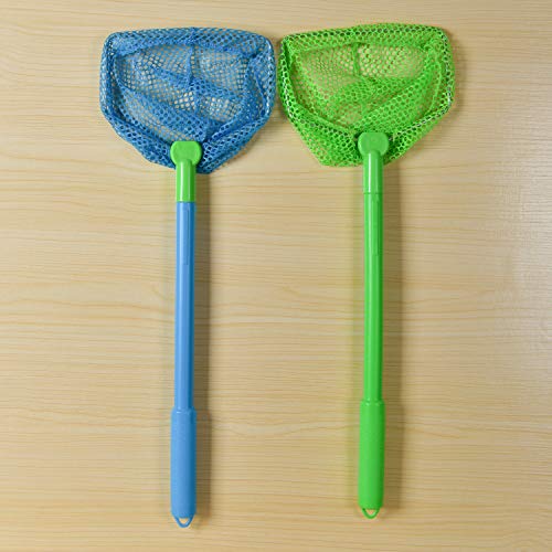 Coopay 2 Pieces Butterflies Fishing Net Catching Bug Floating Bait Beach Nets for Outdoor Playing - color: Green + Blue