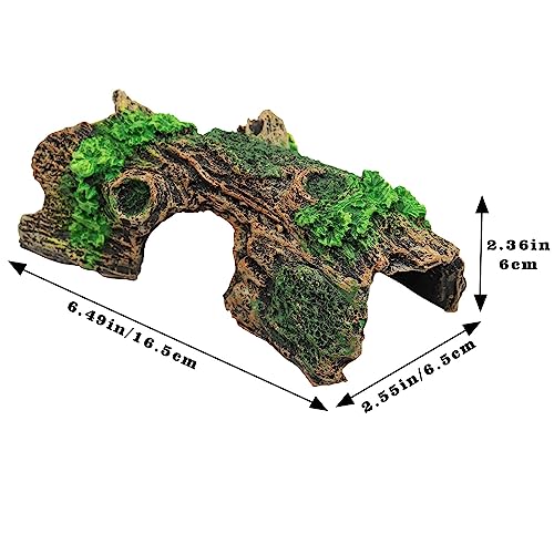 Oooct Hermit Crab Climbing Toy, Aquarium Betta Fish Hideout Caves, Resin Hollow Tree Trunk Ornament, Tank or Aquarium Decorations, Climbing and Hide Toy for Reptile Lizard Newt Hermit Crab