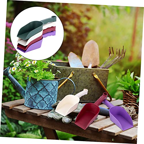 SUPVOX 4pcs Plastic Soil Scoop Lightweight Gardening Shovel for Use for Potting Soil Fertilizer Cat Litter and Bird Feeders Wine