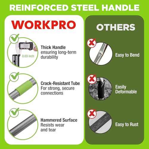 WORKPRO 65 Inch Bow Rake, 17 Tines Metal Head Rakes with High Strength Handle, Heavy Duty Garden Rake with Adjustable Handle for for Loosening Soil, Gathering Leaf, Leveling Lawn, Farming Land