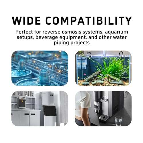 1/4 Inch Stem Elbow Connector, 90 Degree Push to Connect Plastic Quick Fittings for Water Pipe, Reverse Osmosis System, Aquarium Tubing, Easy Plug-In Elbow Joint, White (5 Pack)