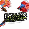 Black Metal Betta Fish Hammock Hideout Cave Aquarium Tunnel with Hollow Pattern, Floating Betta Log Resting Spot, Shrimp Cave Habitat, Betta Fish Tank Accessories, Small Fish Enrichment Toy - color: Fish Hammock - B