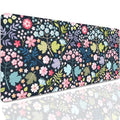 Maple Leaf and Flowers Desk Pad Mouse Pad,Large Floral Mouse Mat with Stitched Edges,Non-Slip Rubber Base Elegant Mousepad for Office PC Keyboard Laptop and Home Work Desk Mat(27.5X11.8 in) - color: Plants and Flowers